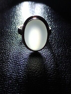 Natural Moonstone Classic 925 Sterling Silver Oval Ring Size  8